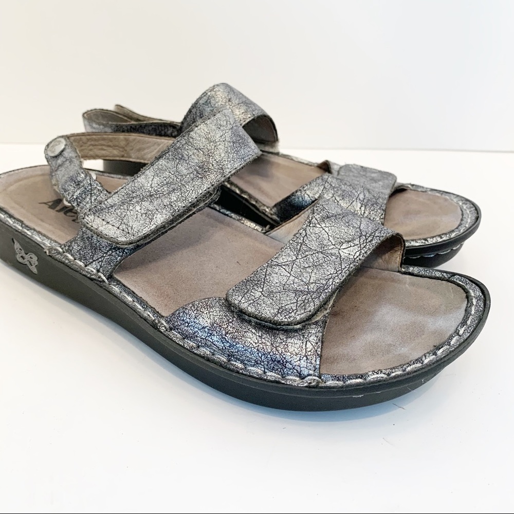 Alegria Verona Wedge Sandals Silver Gray 38 US 8